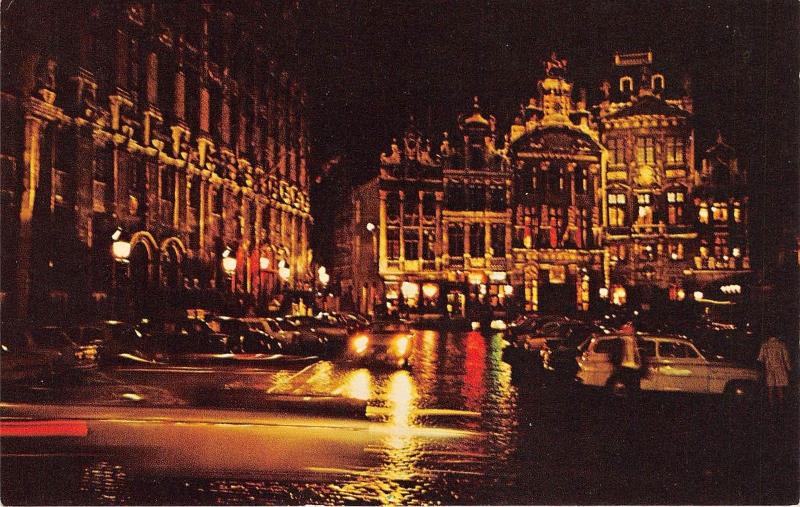 B29772 bruxelles belgium main square at night car pan am advertsing aviation