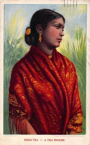 India Tea - A Tea Picker, Ad,Frank Cash, 533 N Haskell, Dallas,TX, Old Postcard