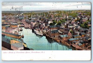 1911 Head Of Providence River Ferry Boats Docks Providence Rhode Island Postcard