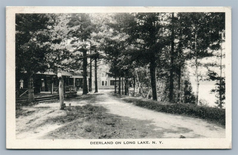 LONG LAKE NY DEERLAND ANTIQUE POSTCARD