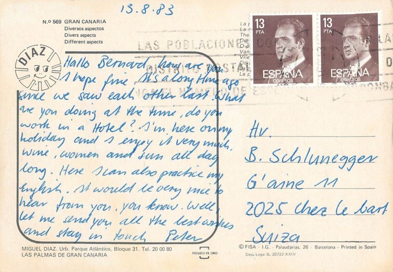 Spain Gran Canaria different aspects multi views postcard 1983