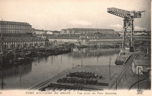 Vintage Postcard Port Militaire De Brest Vue Prise Du Pont National France