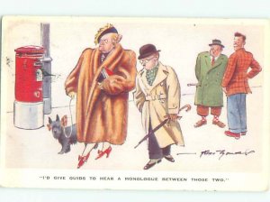 Pre-Linen Comic signed HUSBAND BY ANGRY WIFE WALKING HER DOG AB8983