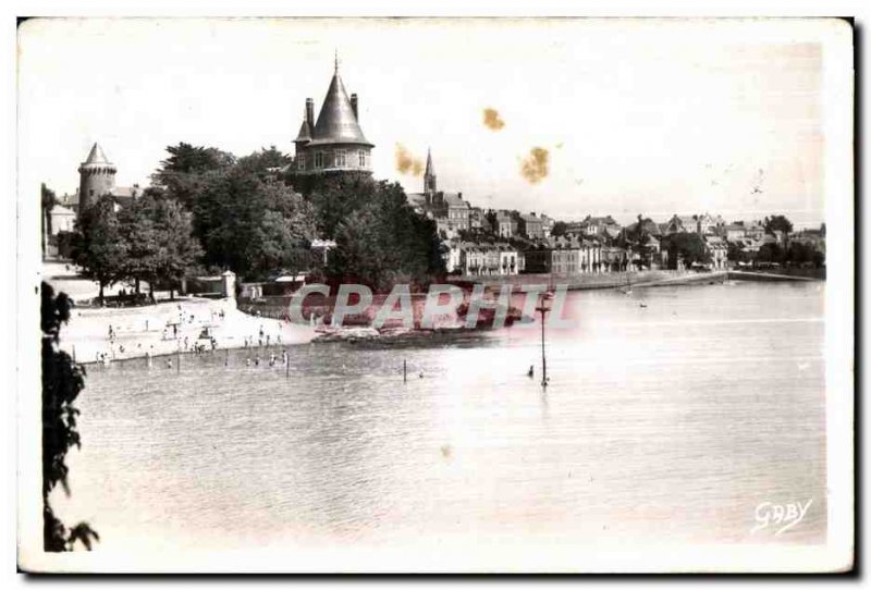 Old Postcard Pornic (L-I) The Castle of the Beach