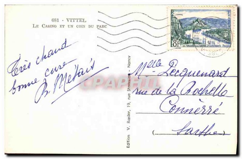 Old Postcard Vittel Casino And A Coin Du Parc
