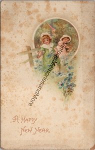 A Happy New Year Vintage Children Illustration Postcard PC304