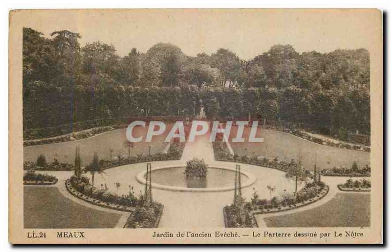 Old Postcard Meaux Garden Old Eveche Parterre designed by Le Notre's