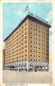 Peoria Illinois Jefferson Hotel Exterior Street View Antique Postcard K25138