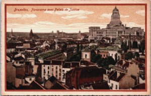 Belgium Bruxelles Panorama avec Palais de Justice Brussels Vintage Postcard C057