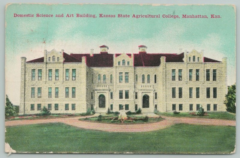 Manhattan Kansas~State Agricultural College Domestic Science BLDG~c1910 Postcard