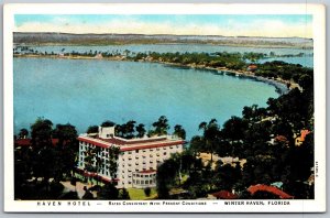 Vtg Winter Haven Florida FL Haven Hotel Aerial View 1920s Postcard