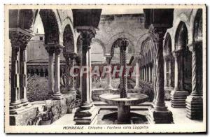 Old Postcard Monreale Chiostro Fontana stuck Loggetta