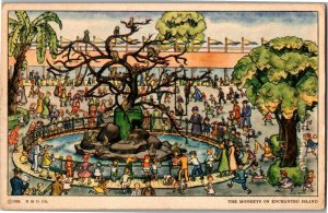 Monkeys on Enchanted Island 129 1933 Chicago Worlds Fair Postcard C04