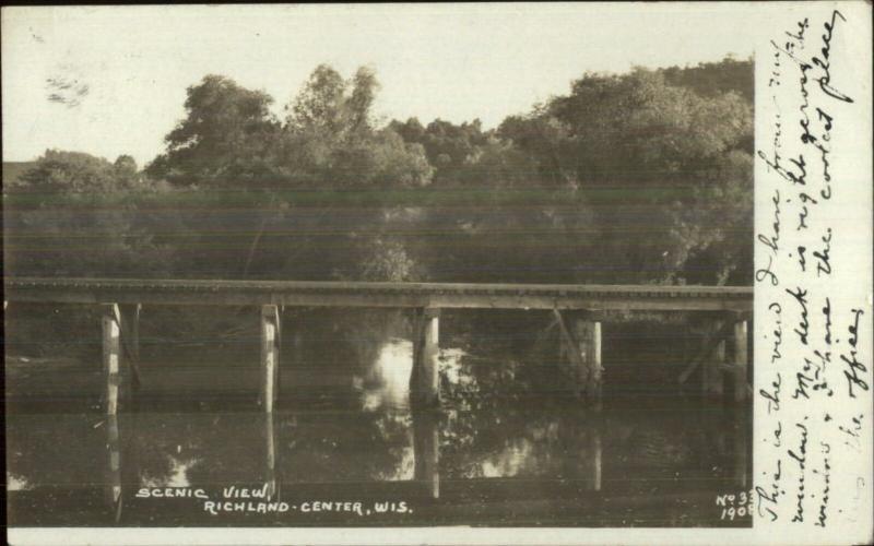 Richland Center WI Bridge c1910 Real Photo Postcard