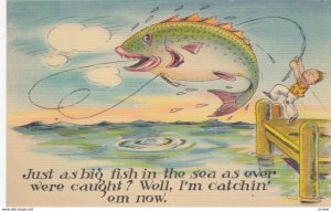 Exaggeration Fishing Comic Postcard , 30-40s : #5