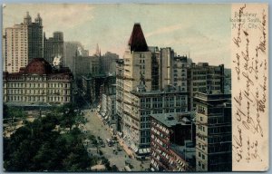 NEW YORK CITY BROADWAY LOOKING SOUTH UNDIVIDED ANTIQUE POSTCARD