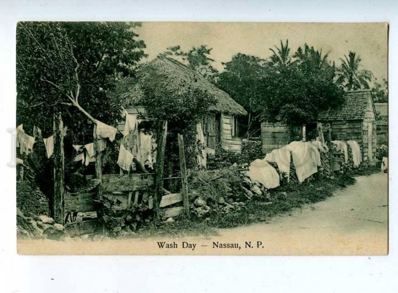 203380 Bahamas NASSAU Wash Day Vintage postcard