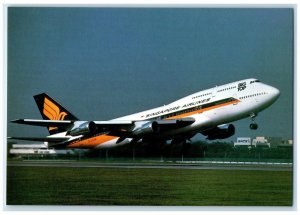 Singapore Airlines Big Stop Airplane Sats Unposted Vintage Postcard