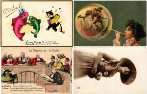 FANTASY FANTAISIE THEME THEMA SUBJECTS 1000 Vintage POSTCARDS with BETTER in box