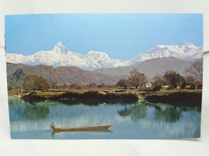 Sunset on Lake Phewa Pokhara Annapurna II Kaski Nepal Vintage Postcard