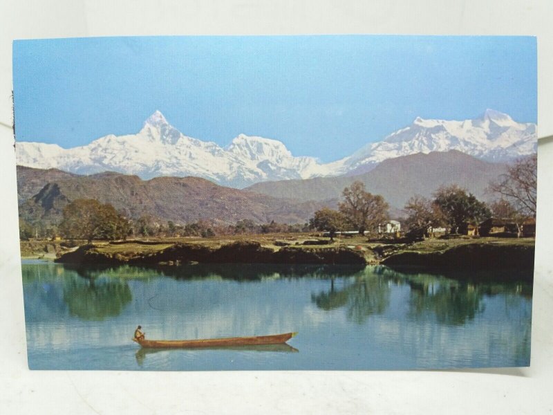 Sunset on Lake Phewa Pokhara Annapurna II Kaski Nepal Vintage Postcard