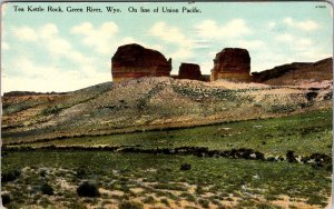 Union Pacific Line Tea Kettle Rock Green River Wyoming Postcard