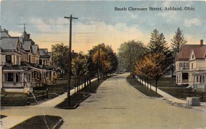 J66/ Ashland Ohio Postcard c1910 South Clermont St Homes Residence 156