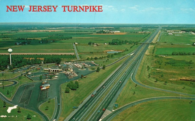 Vintage Postcard New Jersey Turnpike Multi-lane Roadway View Looking North NJ