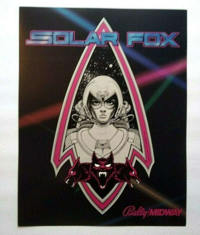 Solar Fox Arcade FLYER Original Midway 1982 Video Game Space Fantasy Aliens Art 