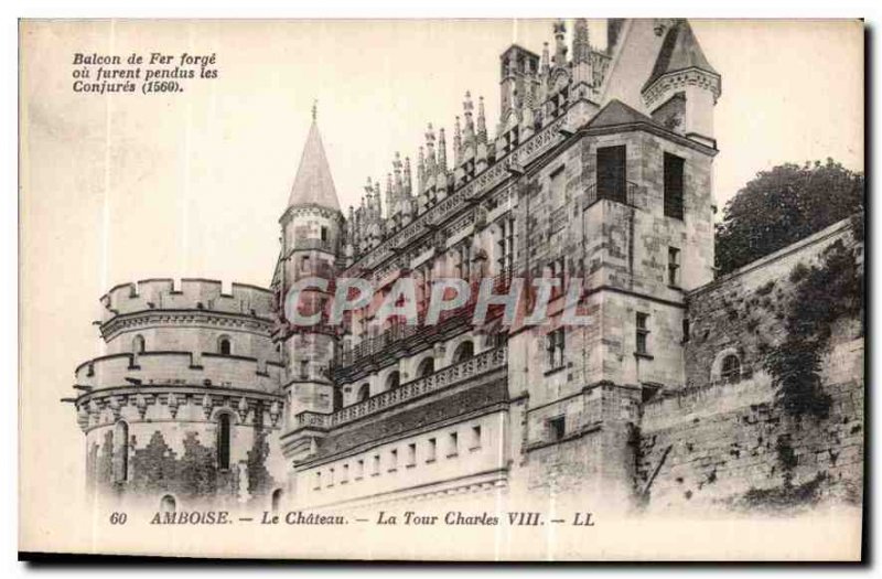 Postcard Old Amboise Chateau la Tour Charles VIII