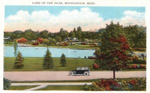 Vintage Postcard Lake of Isles Roadway Pines Grounds Minneapolis Minnesota MN