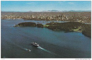 Aerial View of Harbour, Park and City, Boat, Vancouver, British Columbia, Can...