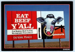 KANSAS TURNPIKE, KS ~ Advertising Billboard DE VORE RANCH Cow  - 4x6 Postcard