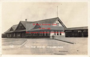 Depot, Washington, Hoquiam, RPPC, Northern Pacific Railroad, Photo