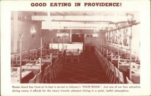 Providence RI Johnson's State Room Restaurant Allens Ave Postcard