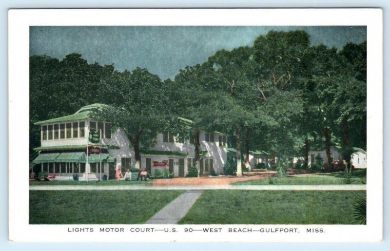 GULFPORT, Mississippi MS ~ Roadside LIGHTS MOTOR COURT ca 1950s Postcard