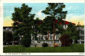 Vtg 1940s Post Hospital Army Fort Benning Georgia GA Linen Postcard