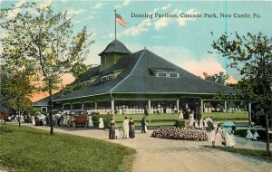 1916 New Castle Pennsylvania Dancing Pavilion Cascade Park Postcard 25-3930