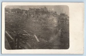 Russian Postcard RPPC Photo Civil War Baikal Station Destroyed c1910's Antique