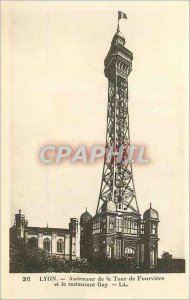 201 Old Post Card Lyon elevator tower fourviere and gay restaurant