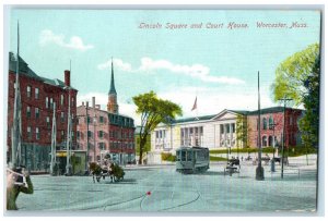 c1910 Lincoln Square and Court House Worcester Massachusetts MA Antique Postcard