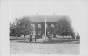 SWEDEN?~FAMILY-BICYCLE-ADULT TRICYCLE IN FRONT OF HOUSE~1914 PHOTO POSTCARD