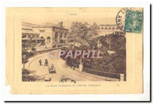 Old Postcard Lyon Perrache station and & # 39hotel Terminus