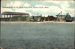 Quincy Point Mass MA Fore River Ship Building Yard Shipyard c1910 Postcard