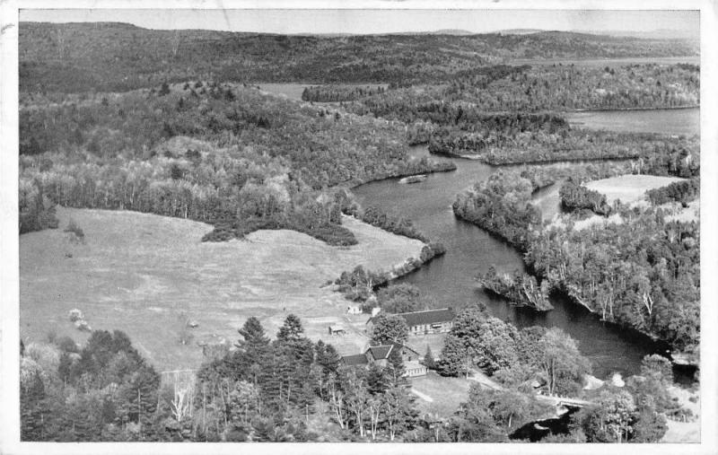 Willimantic Maine aerial view Bill Earley's Camps Sebec Lake vintage pc ZA440712