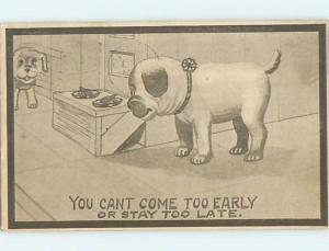 Pre-Linen comic DOGS MEETING AT THE DINNER TABLE HL2519