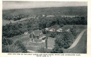 Vintage Postcard 1946 Birds Eye View Girls Cabins Main House White Lake New York