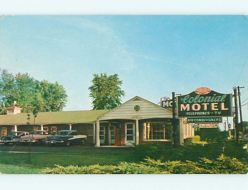 Unused Pre-1980 OLD CARS & COLONIAL MOTEL Springfield Illinois IL u2437