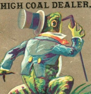 1880s Lehigh Coal Dealer J.B. Bloodgood Anthropomorphic Frog Top Hat Cane P213