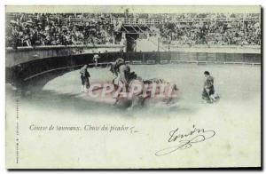 Old Postcard Bullfight Taurus Fall of the picador Bullfight